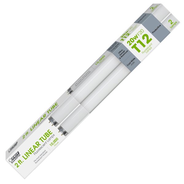 Feit Electric 20 W T12 1.5 in. D X 24 in. L Fluorescent Bulb Cool White Linear 4100 K , 2PK F20T12/CW/2